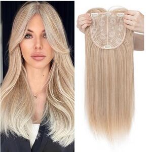360° 3D Hair Toppers Thinning Hair, 18 Inch Long Silk Base Blonde Realist
